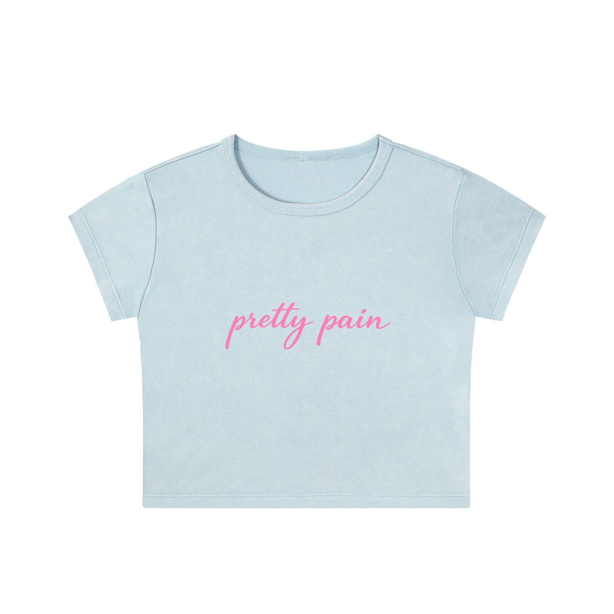 PRETTY PAIN Snow Washed Crop Top ODMPOD