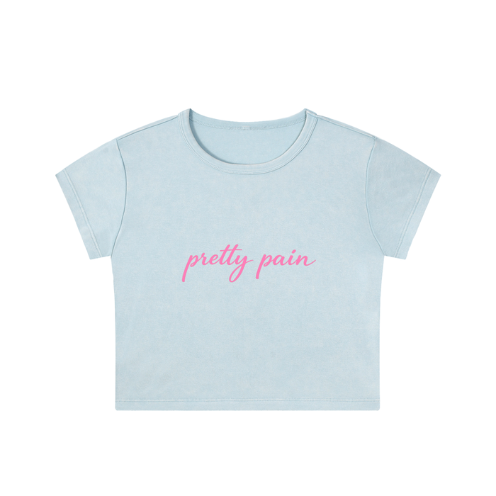 PRETTY PAIN Snow Washed Crop Top ODMPOD