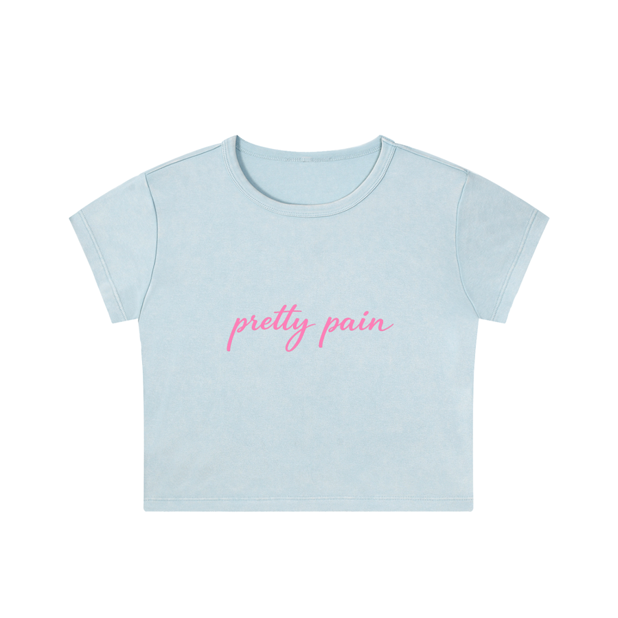 PRETTY PAIN Snow Washed Crop Top