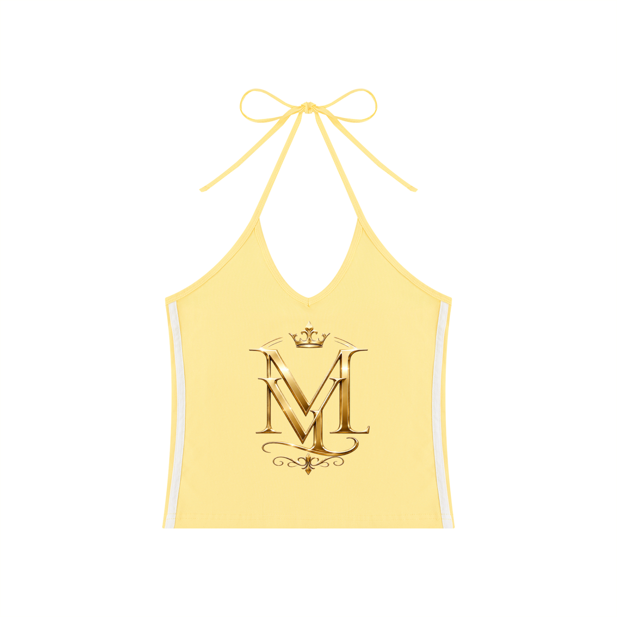 MAVÈ LUXURY Women's Color Block Halter Crop Tank Top ODMPOD
