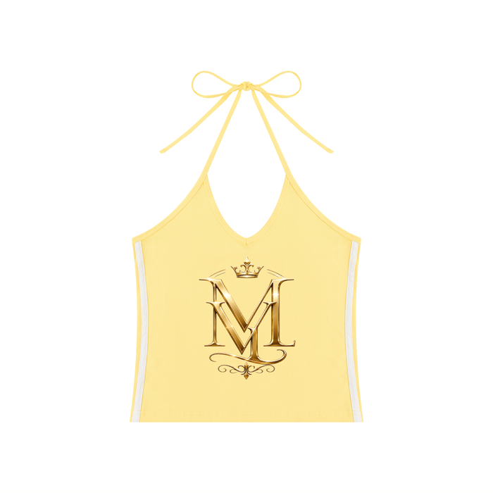 MAVÈ LUXURY Women's Color Block Halter Crop Tank Top ODMPOD