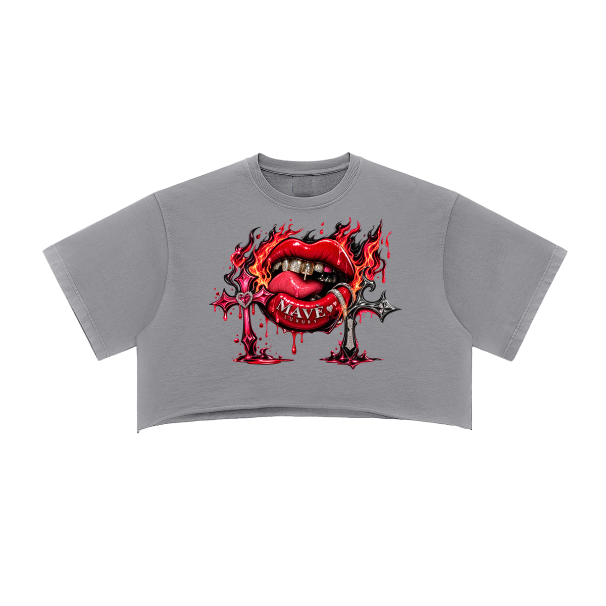 MAvè Baby Snow Washed Raw Edge Crop Top