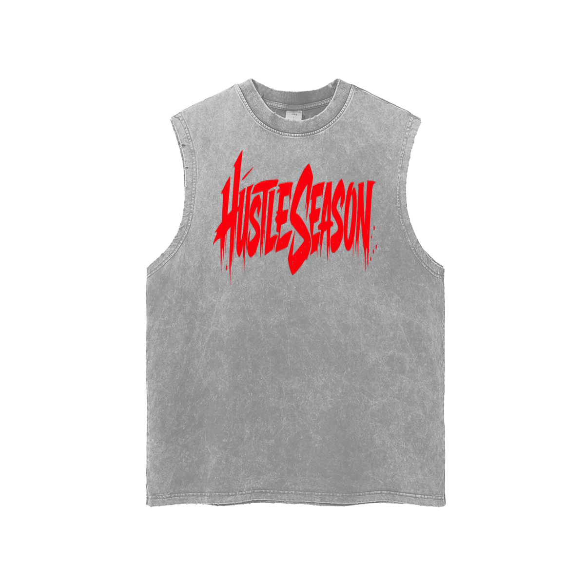 HUSTLE SEASON Snow Washed Frayed Hem Tank Top ODMPOD