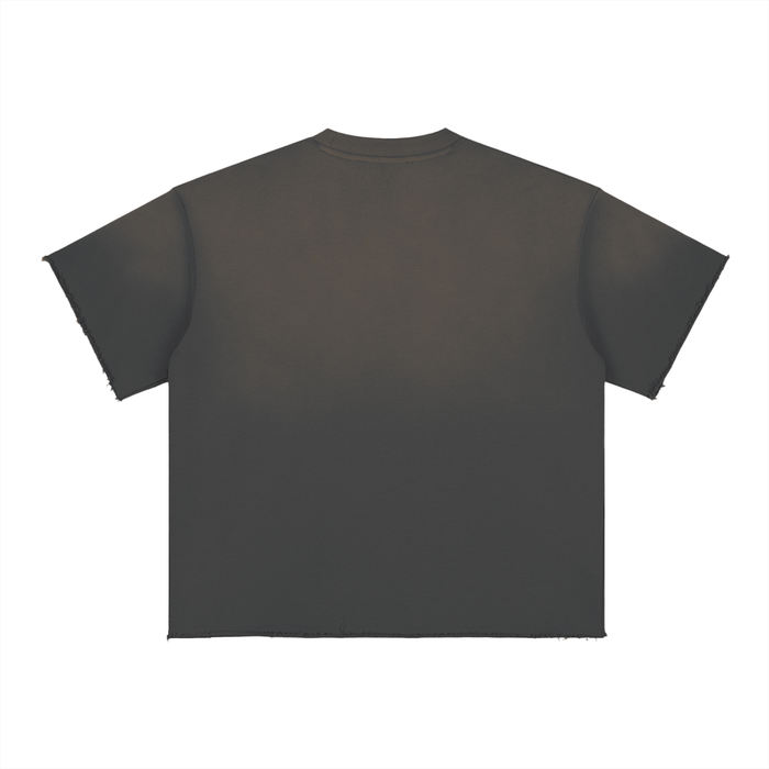 HUSTLE RETRO 5 (university blue) Sun Fade Raw Edge T-Shirt