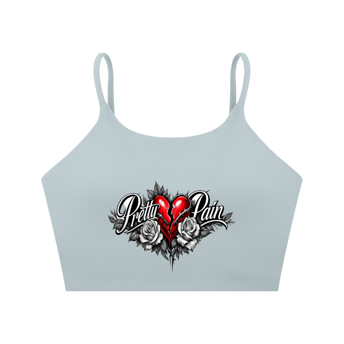 PRETTY PAIN Spaghetti Strap Yoga Sports Bra ODMPOD