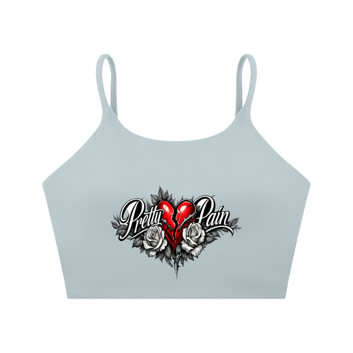 PRETTY PAIN Spaghetti Strap Yoga Sports Bra ODMPOD