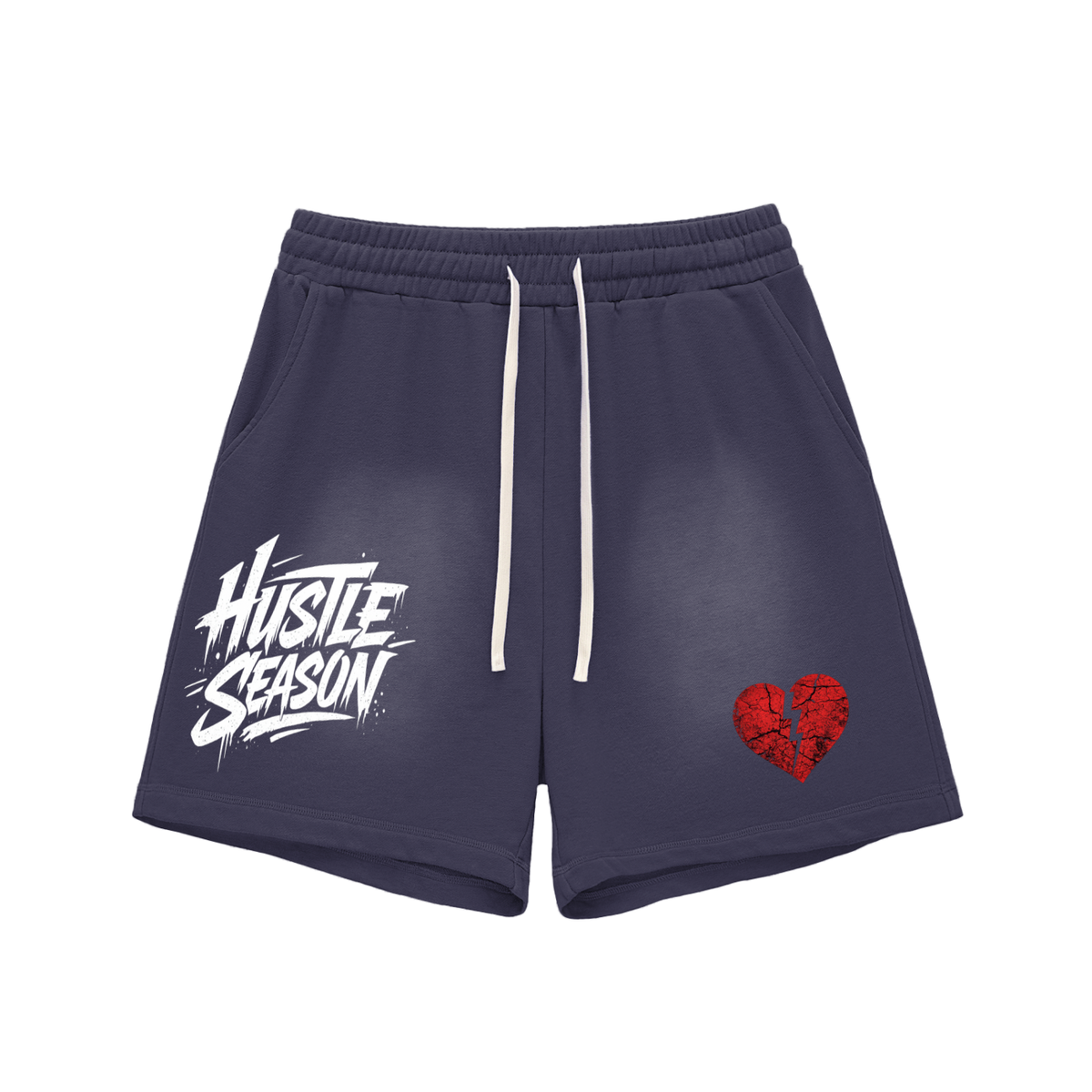 HUSTLE SEASON Sun Fade Raw Edge Cotton Shorts ODMPOD