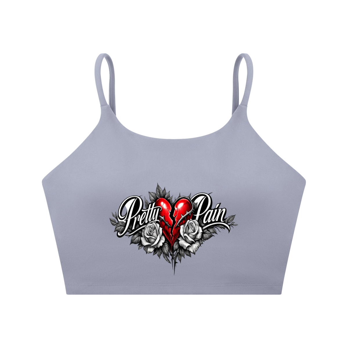 PRETTY PAIN Spaghetti Strap Yoga Sports Bra ODMPOD