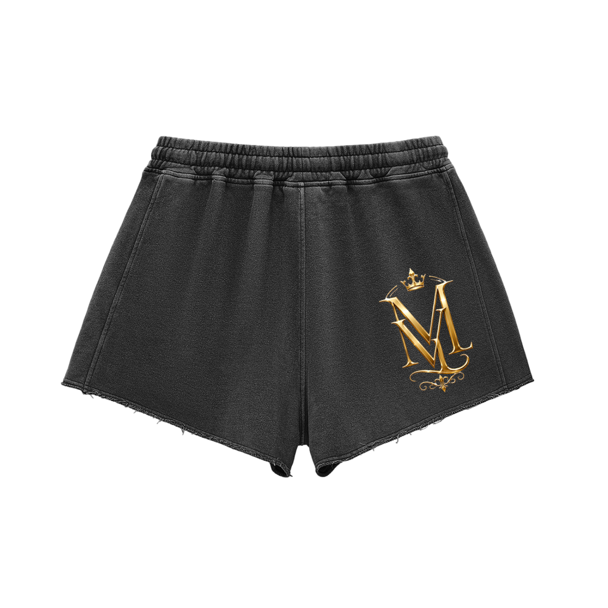 MAVÈ LUXURY Snow Washed Raw Edge Drawstring Shorts ODMPOD