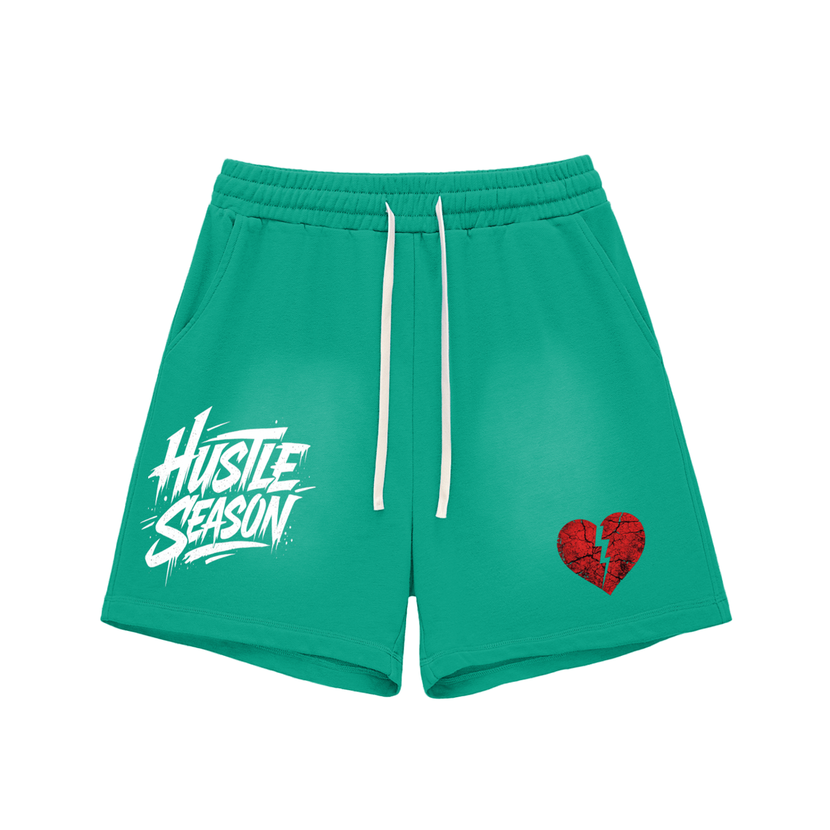 HUSTLE SEASON Sun Fade Raw Edge Cotton Shorts ODMPOD