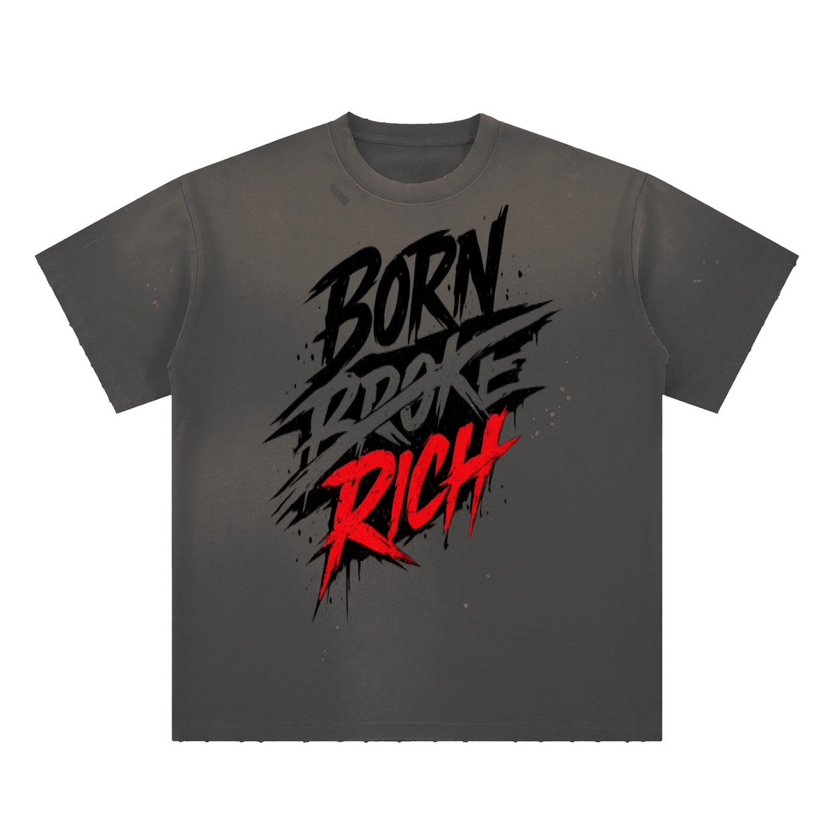 BORN BROKE/RICH Hand-Frayed Sunfade Paint Splatter T-Shirt ODMPOD