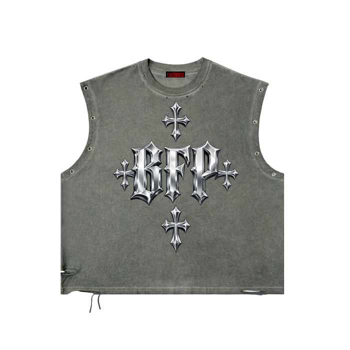 CHROME Distressed Grommet Eyelet Tank Top ODMPOD