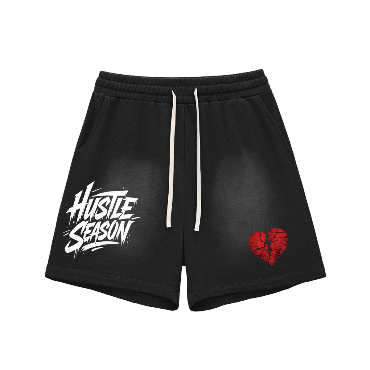 HUSTLE SEASON Sun Fade Raw Edge Cotton Shorts ODMPOD