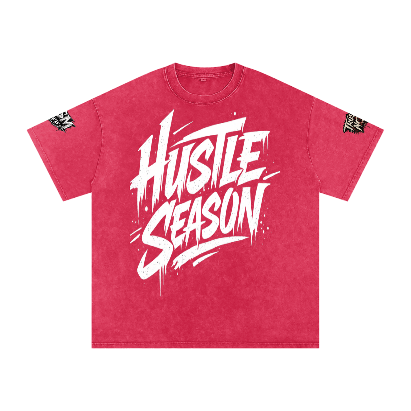 HUSTLE SEASON Snow Washed Oversized Cotton T-Shirt ODMPOD