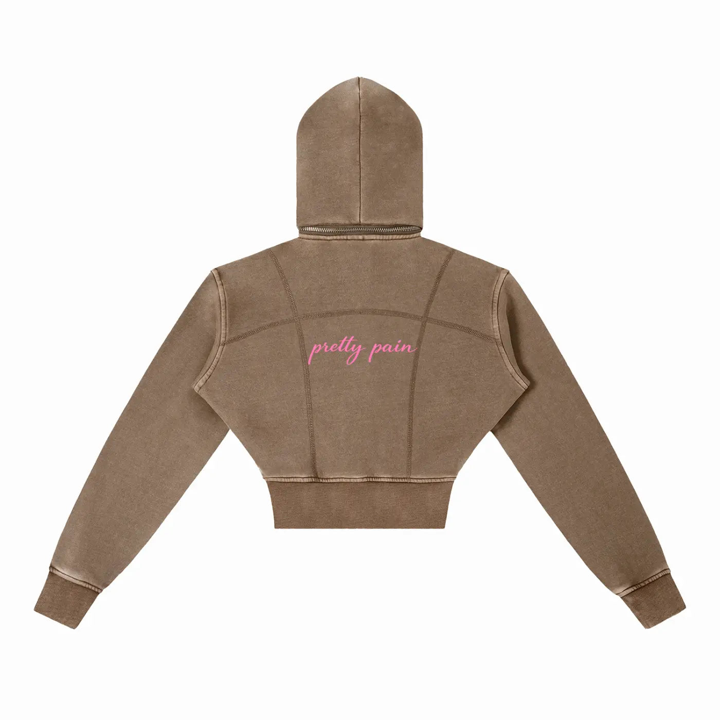 Vintage Washed PRETTY PAIN Cropped Fleece Hoodie - Built From Pain Clothing