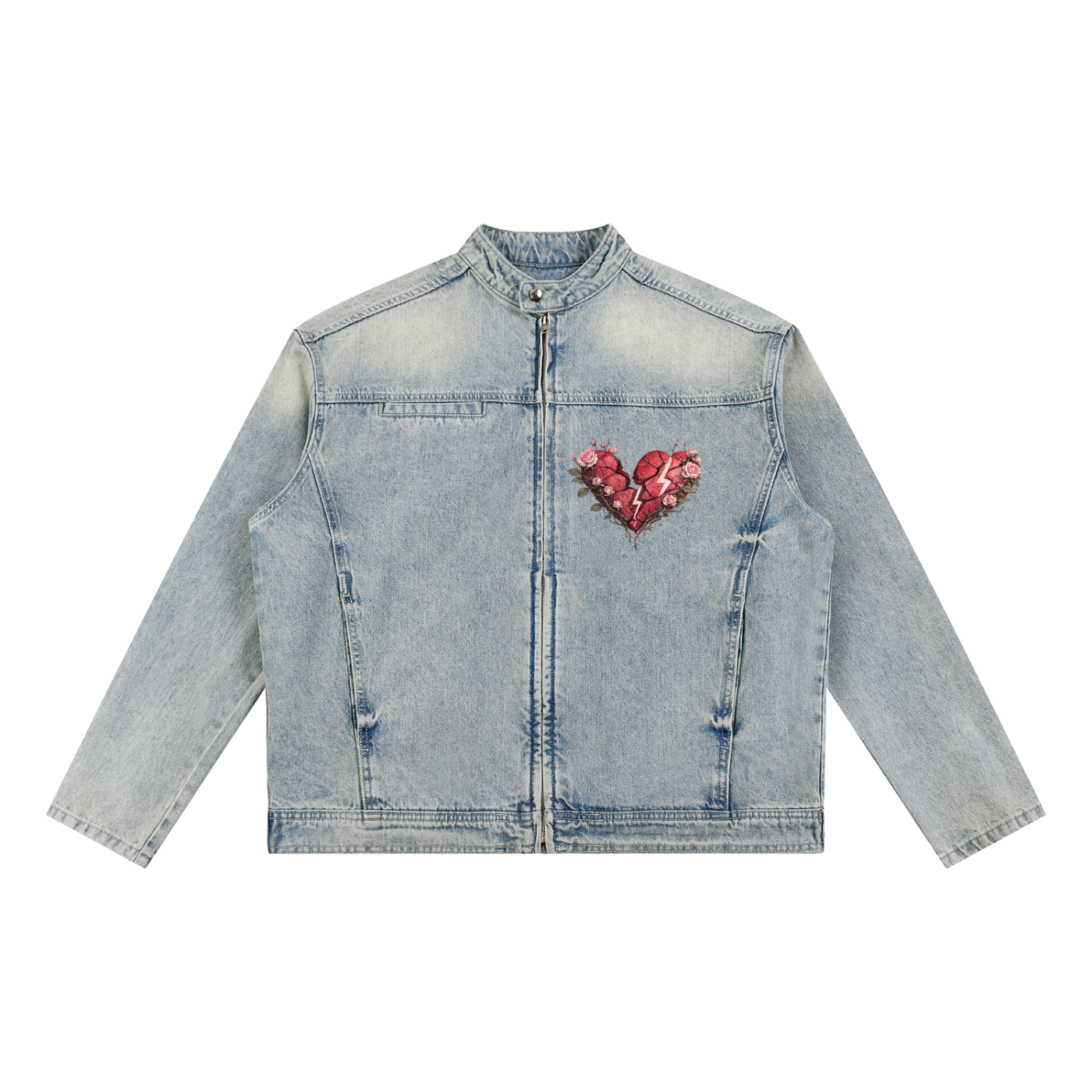 Vintage Wash Zip Denim Jacket ODMPOD