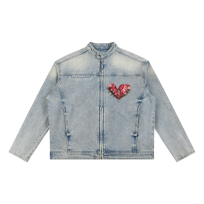 Vintage Wash Zip Denim Jacket ODMPOD