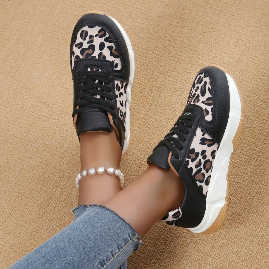 Leopard Lace Up Sneakers
