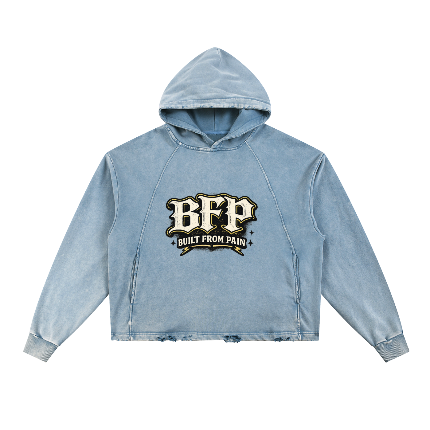 BFP Vintage Washed Frayed-Hem Hoodie ODMPOD