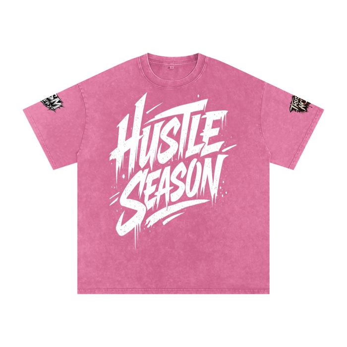 HUSTLE SEASON Snow Washed Oversized Cotton T-Shirt ODMPOD