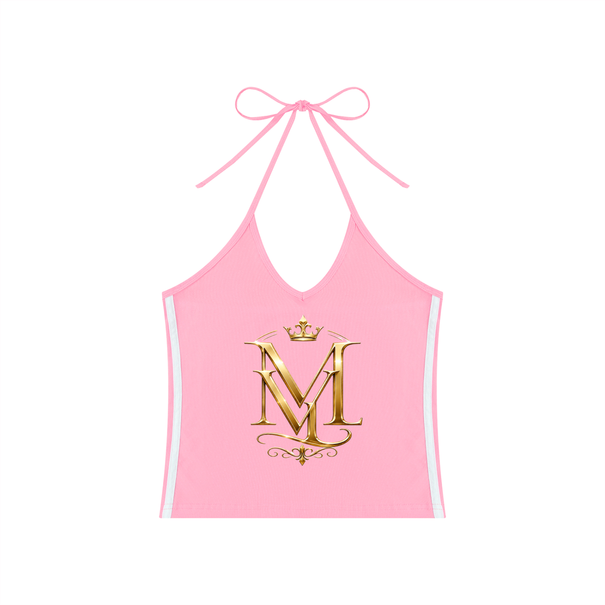 MAVÈ LUXURY Women's Color Block Halter Crop Tank Top ODMPOD