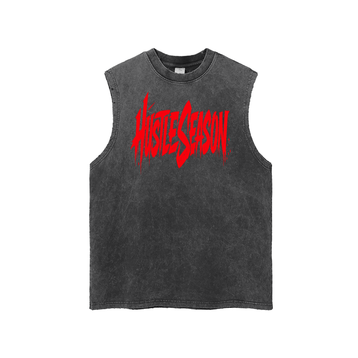 HUSTLE SEASON Snow Washed Frayed Hem Tank Top ODMPOD