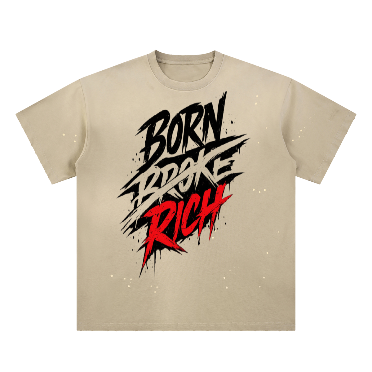 BORN BROKE/RICH Hand-Frayed Sunfade Paint Splatter T-Shirt ODMPOD