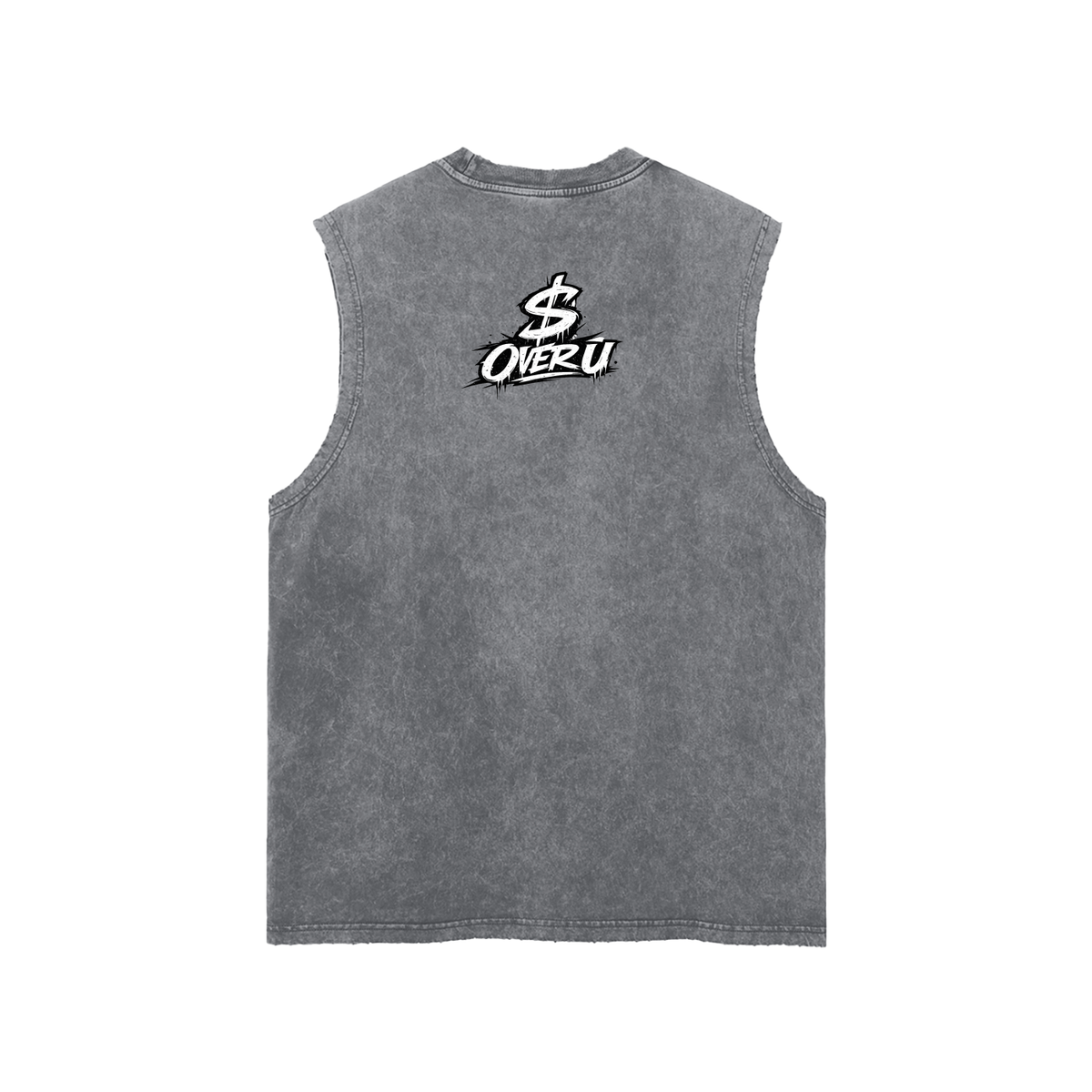 HUSTLE SEASON Snow Washed Frayed Hem Tank Top ODMPOD