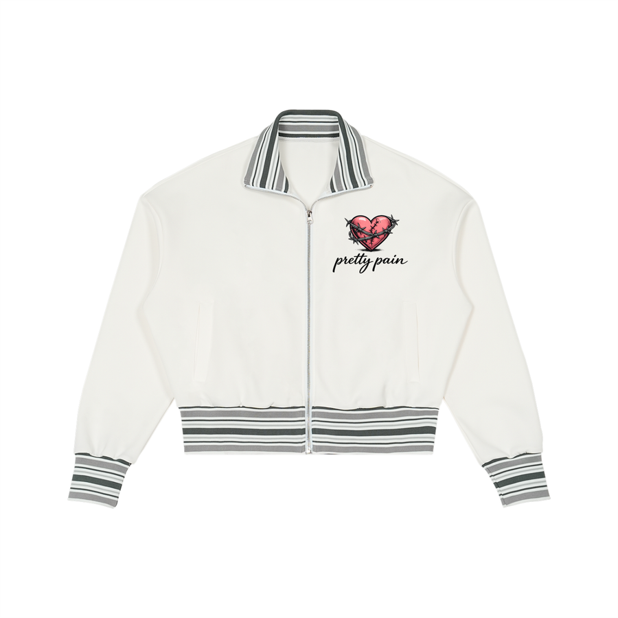 Striped Rib Collar Zip Jacket