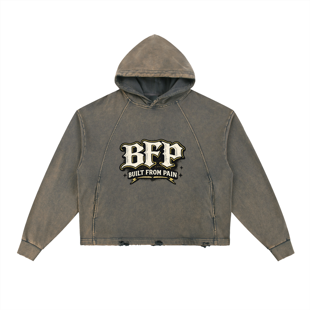 BFP Vintage Washed Frayed-Hem Hoodie ODMPOD