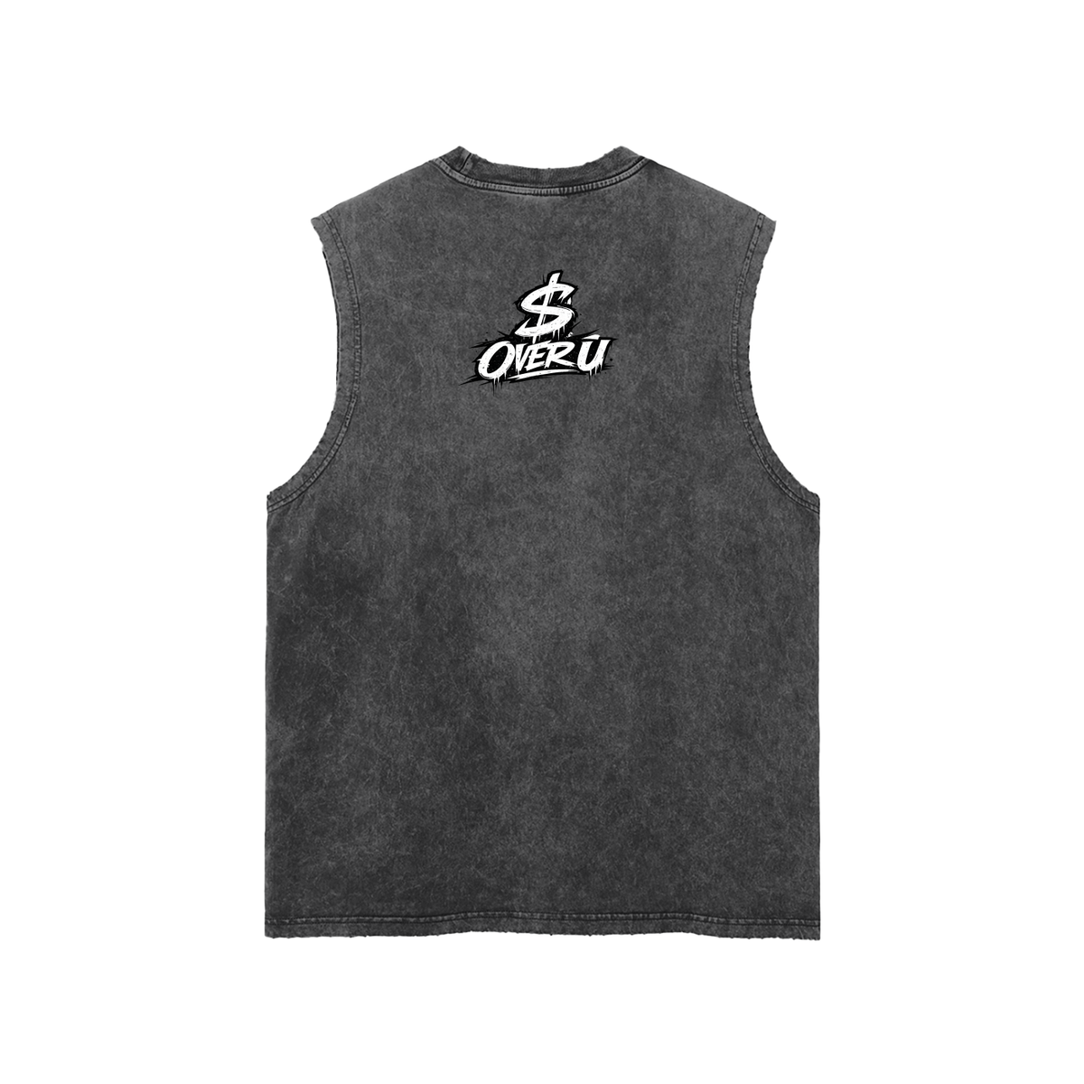 HUSTLE SEASON Snow Washed Frayed Hem Tank Top ODMPOD