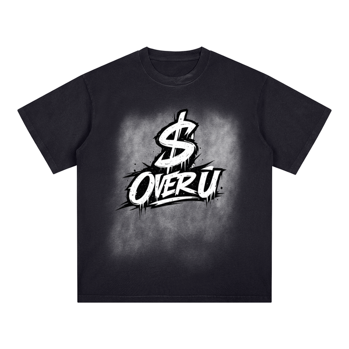 HUSTLE SEASON Square Patch Monkey Washed T-Shirt ODMPOD