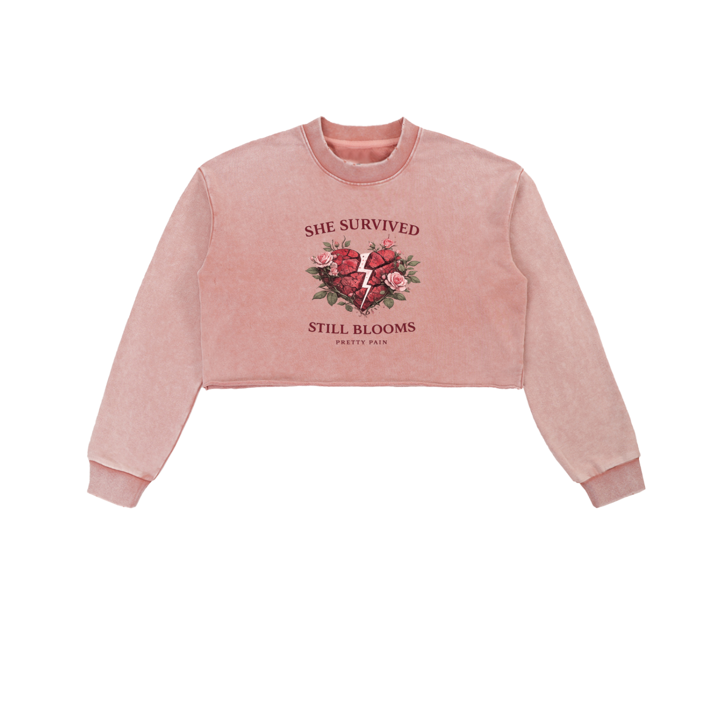 “She Survived Still Blooms” Cropped Sweatshirt