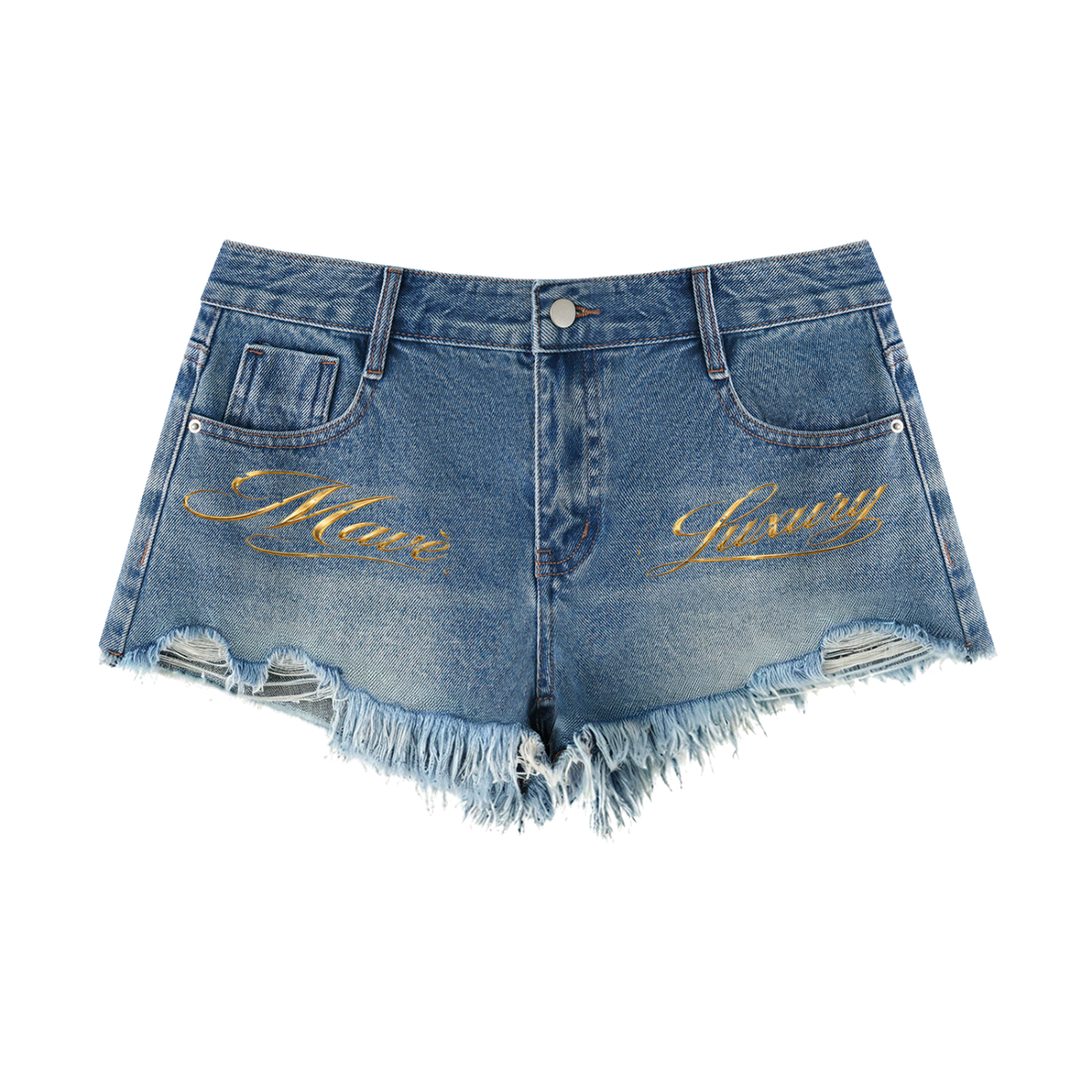 MAVÈ LUXURY Women's Vintage Wash Raw Hem Denim Shorts