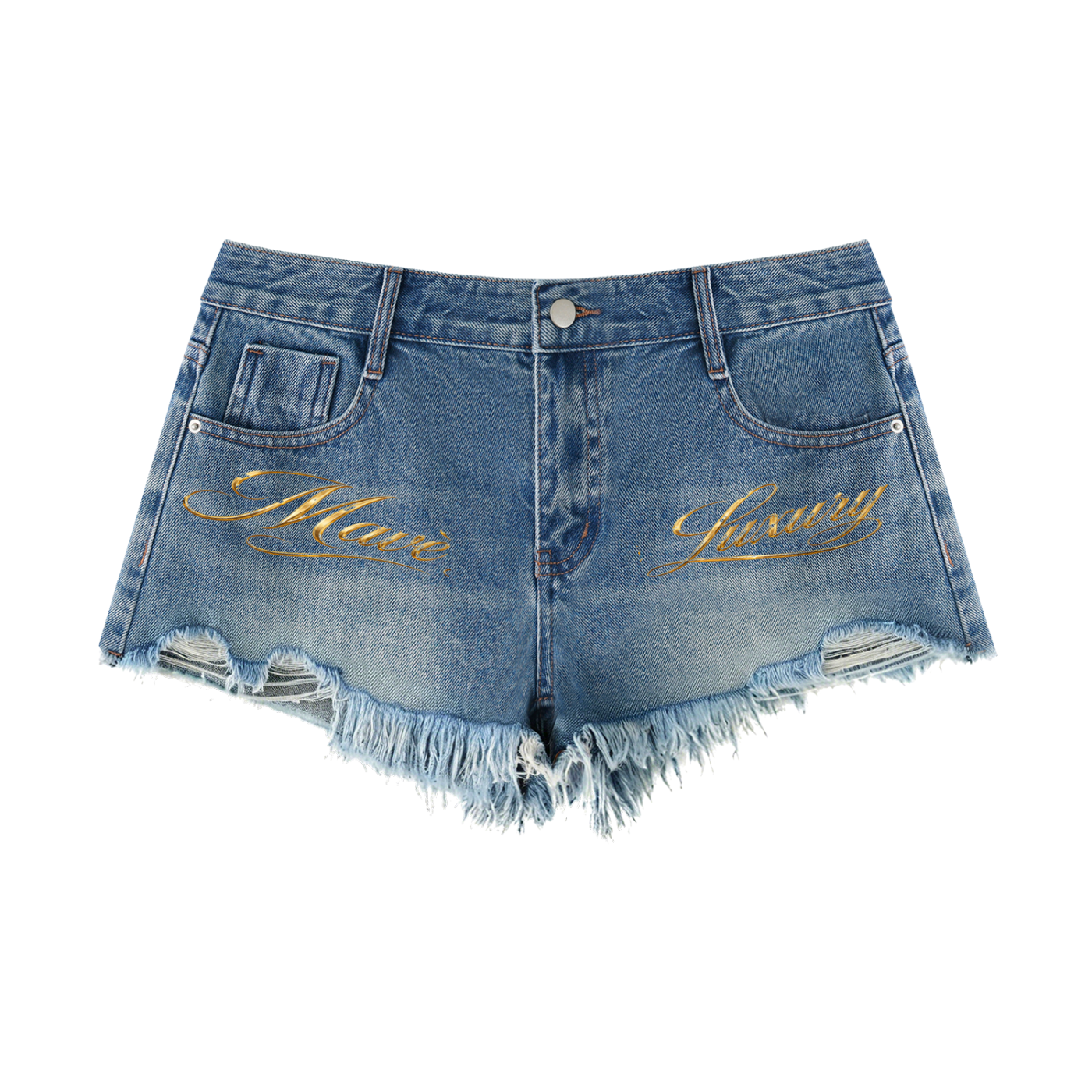 MAVÈ LUXURY Women's Vintage Wash Raw Hem Denim Shorts