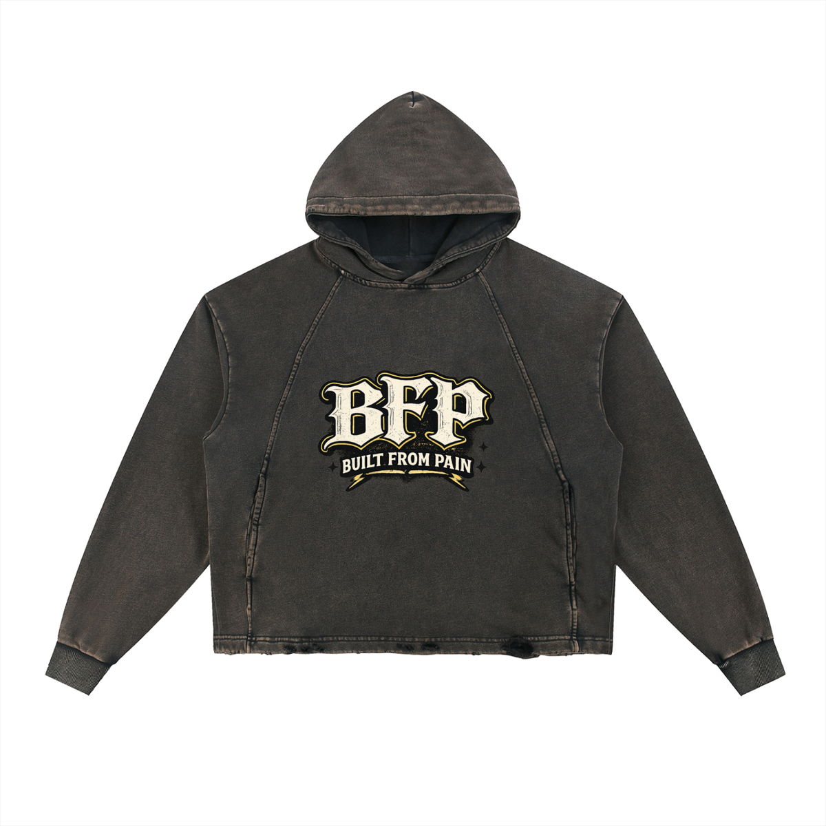 BFP Vintage Washed Frayed-Hem Hoodie ODMPOD