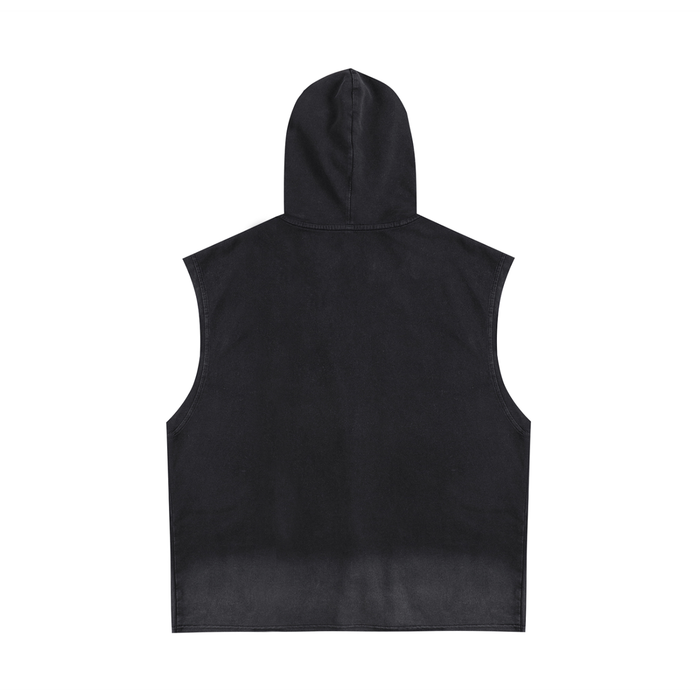 Vintage Washed Zip-Up Hooded Tank Top ODMPOD
