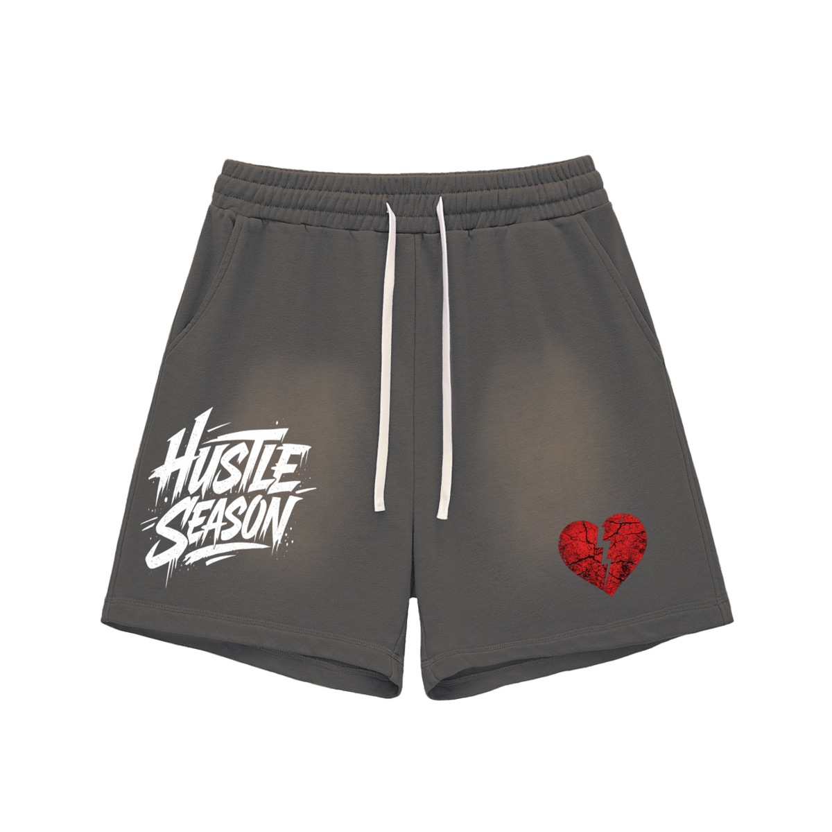 HUSTLE SEASON Sun Fade Raw Edge Cotton Shorts ODMPOD