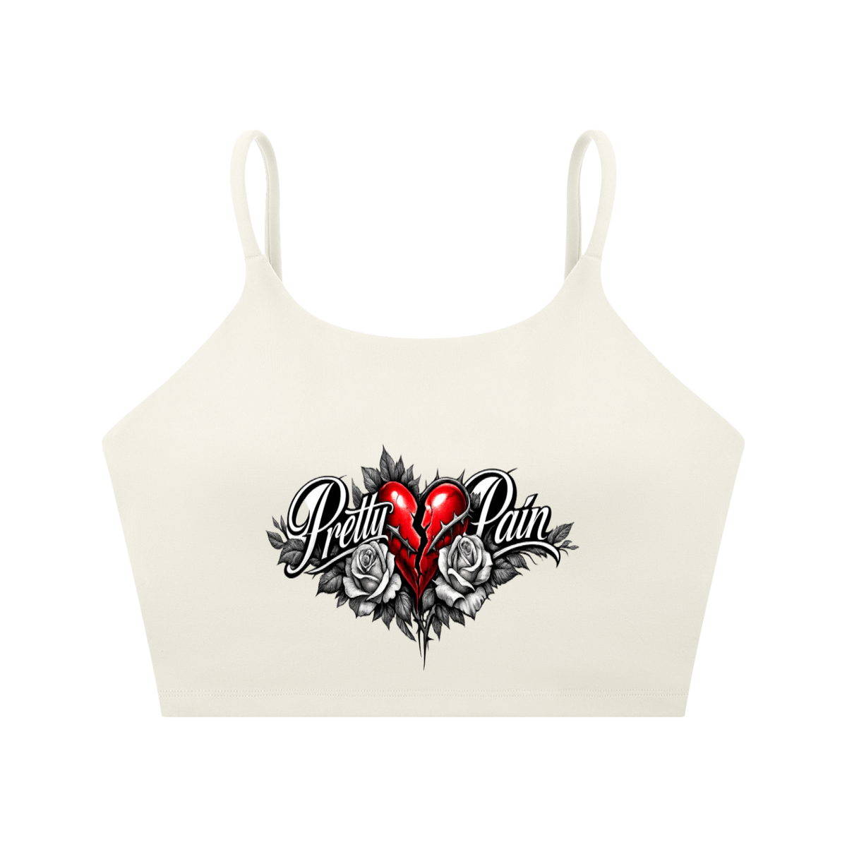 PRETTY PAIN Spaghetti Strap Yoga Sports Bra ODMPOD