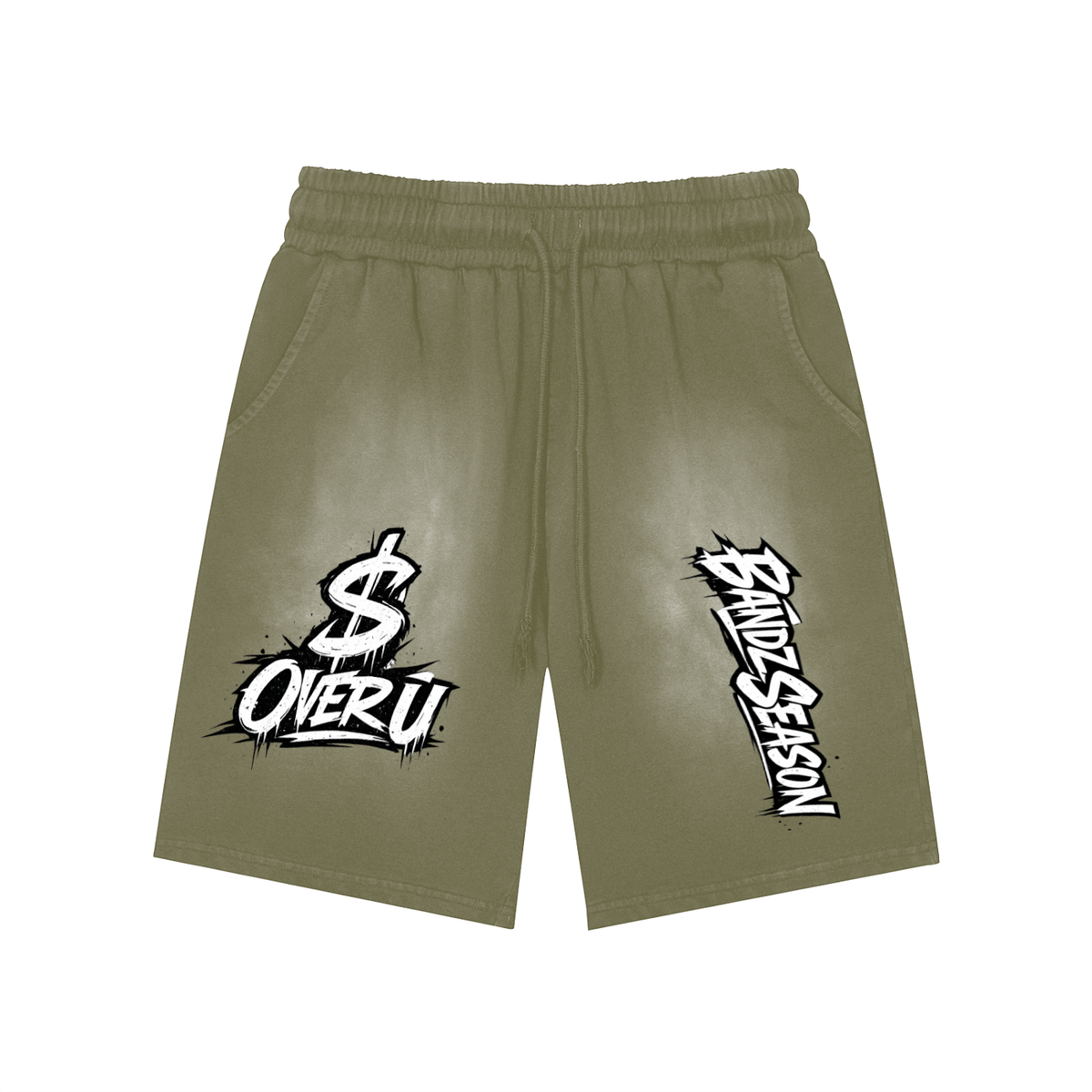 $ OVER U Rectangle Patch Monkey Washed Shorts ODMPOD