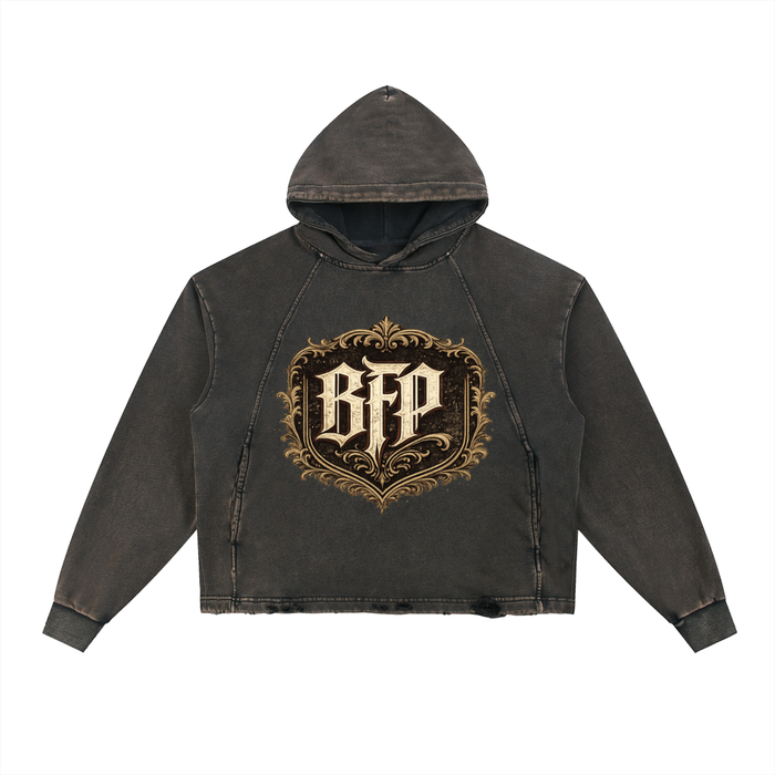 Vintage Washed Frayed-Hem Hoodie ODMPOD