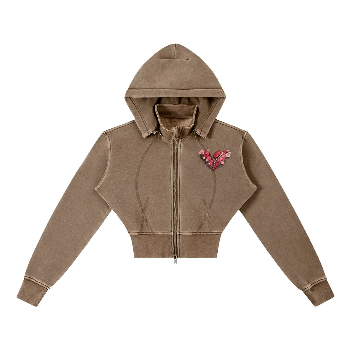 Vintage Washed PRETTY PAIN Cropped Fleece Hoodie - Built From Pain Clothing