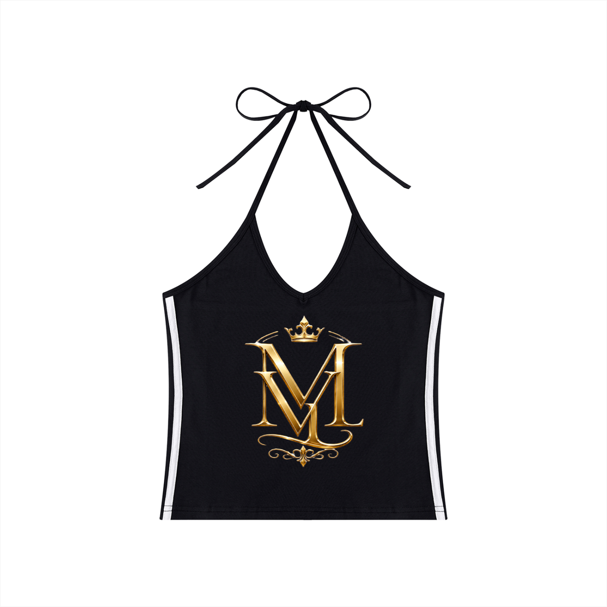 MAVÈ LUXURY Women's Color Block Halter Crop Tank Top ODMPOD