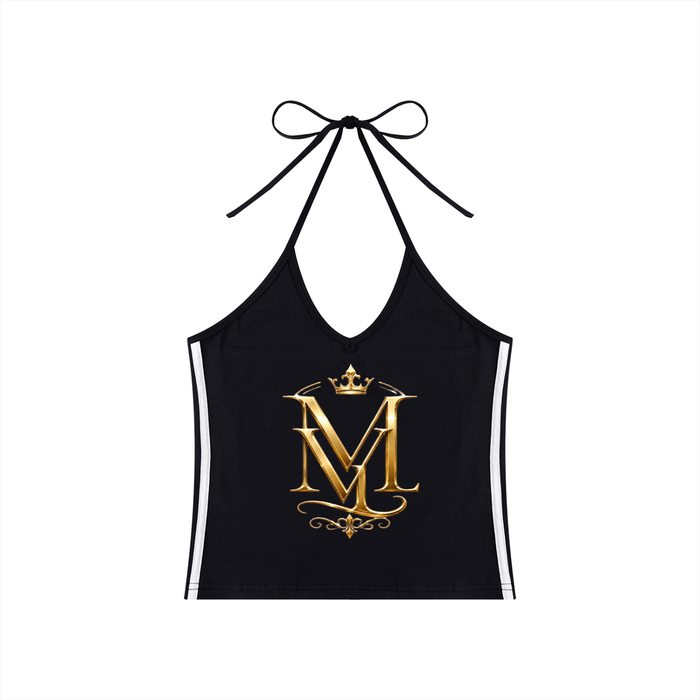 MAVÈ LUXURY Women's Color Block Halter Crop Tank Top ODMPOD