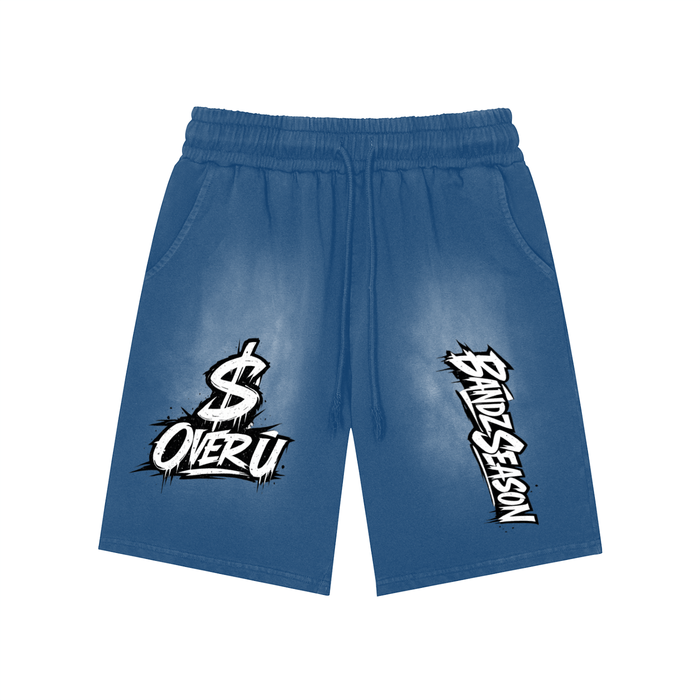 $ OVER U Rectangle Patch Monkey Washed Shorts ODMPOD