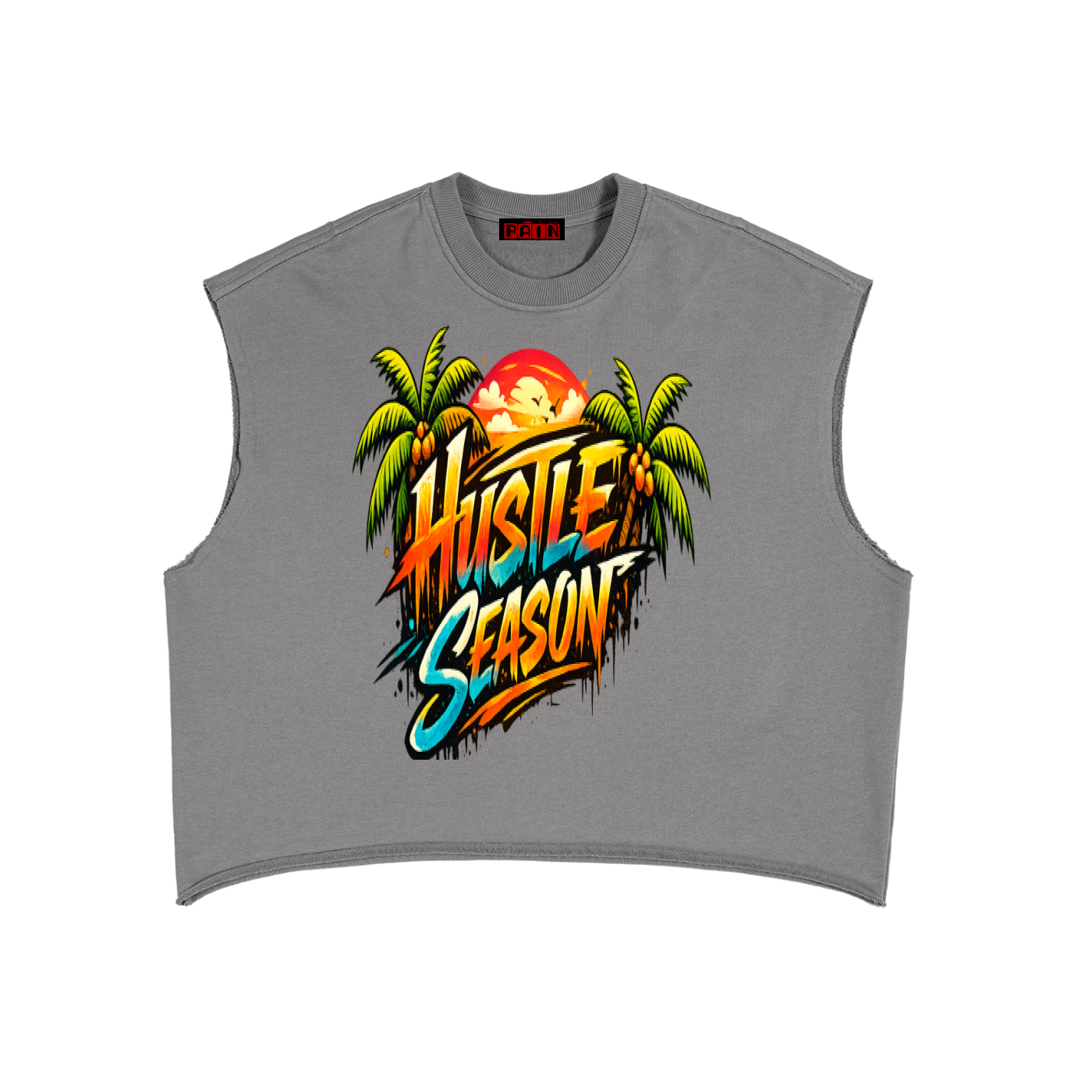HUSTLE SEASON French Terry Boxy Tank Top ODMPOD