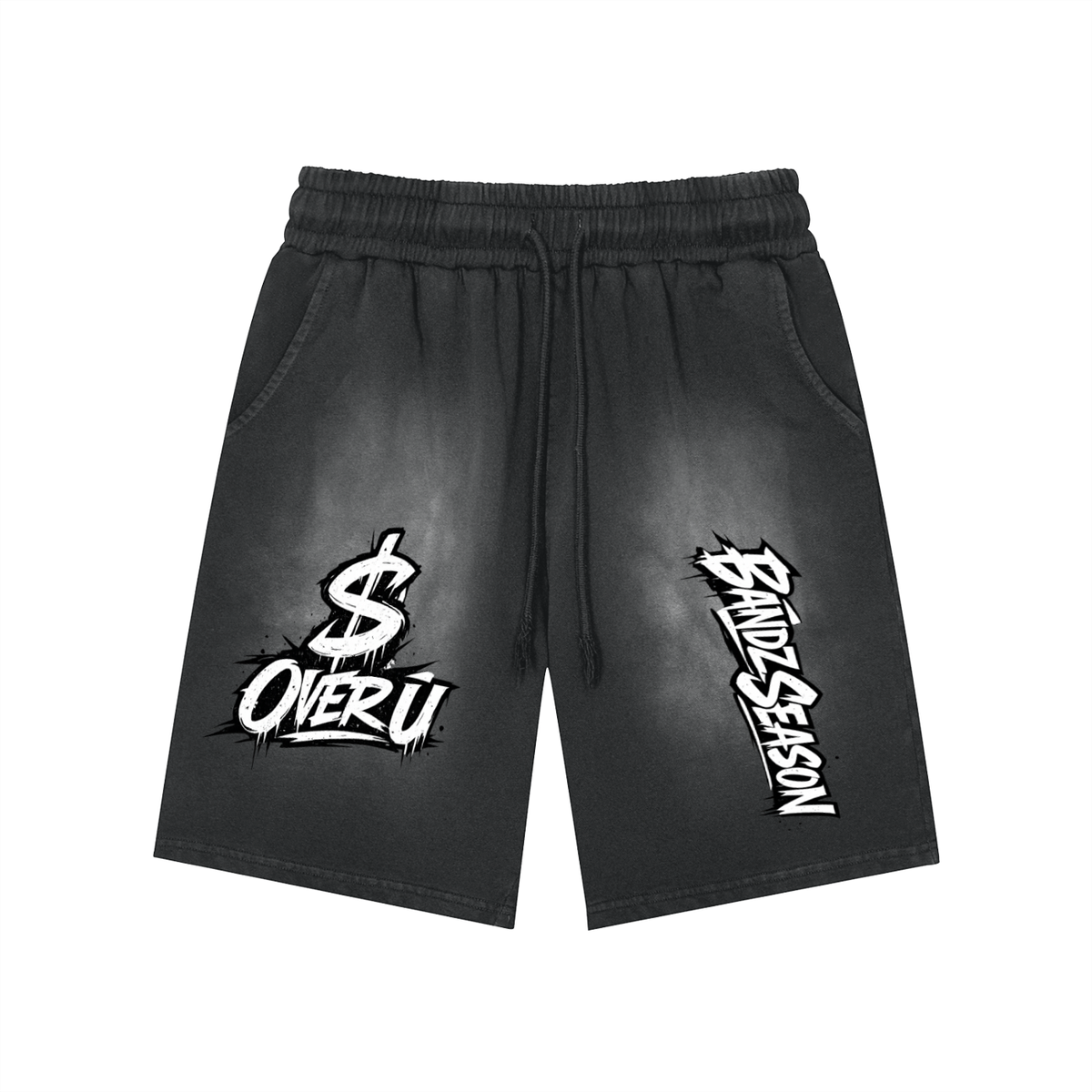 $ OVER U Rectangle Patch Monkey Washed Shorts ODMPOD