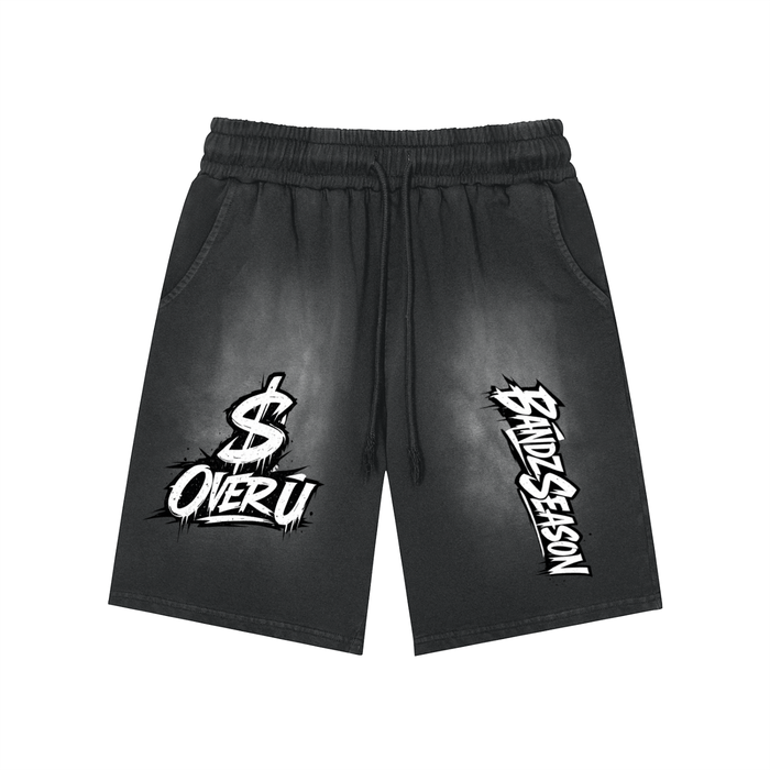 $ OVER U Rectangle Patch Monkey Washed Shorts ODMPOD