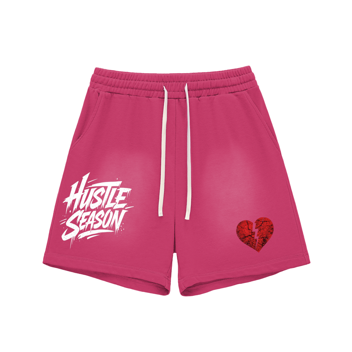 HUSTLE SEASON Sun Fade Raw Edge Cotton Shorts ODMPOD