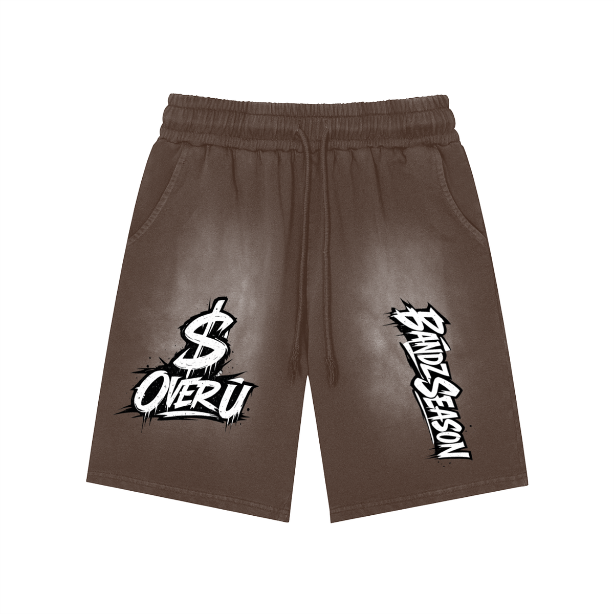 $ OVER U Rectangle Patch Monkey Washed Shorts ODMPOD